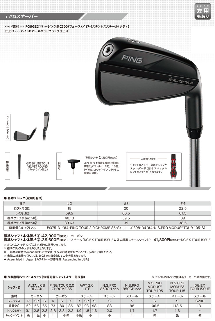 PING G410 CROSSOVER#4 ヘッドカバー付き