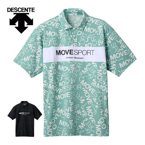 デサント アスレチック メンズ トレーニング ウェア MOVESPORT サンスクリーン ミニ鹿の子 総柄グラフィック 半袖 ポロシャツ DMMXJA72 M-O [即納]