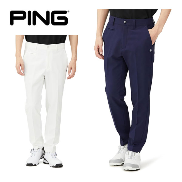 ピン　ツイルポンチ ロングパンツ　PING ゴルフウエア　ホワイト　メンズ　LL PING ピン ゴルフウェア ロングパンツ 春 夏 テーパードパンツ