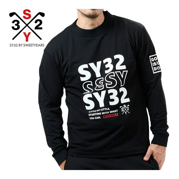 SY32 by SWEET YEARS ゴルフ リサイクル ピケ モックネック 長袖シャツ ウェア メンズ SYG-24ARIC002 M-XL [即納]