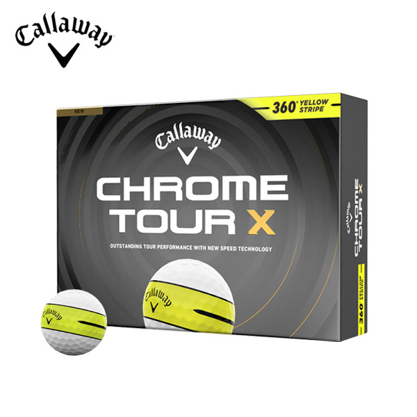 (即納)キャロウェイゴルフ(Callaway) クロムツアーX(CHROME TOUR X)イエロー360°ストライプ ゴルフボール 1ダース(12球入り) 2026年モデル