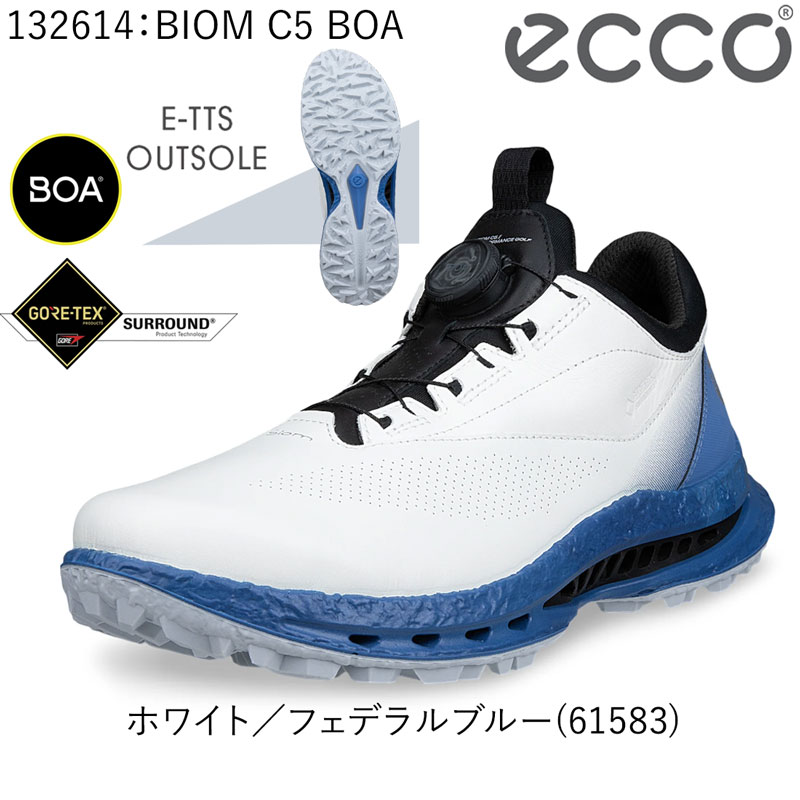 ECCO エコー バイオム シー5 ゴルフシューズ （132614-61583）ホワイト/フェデラルブルー 2月13日発売予定