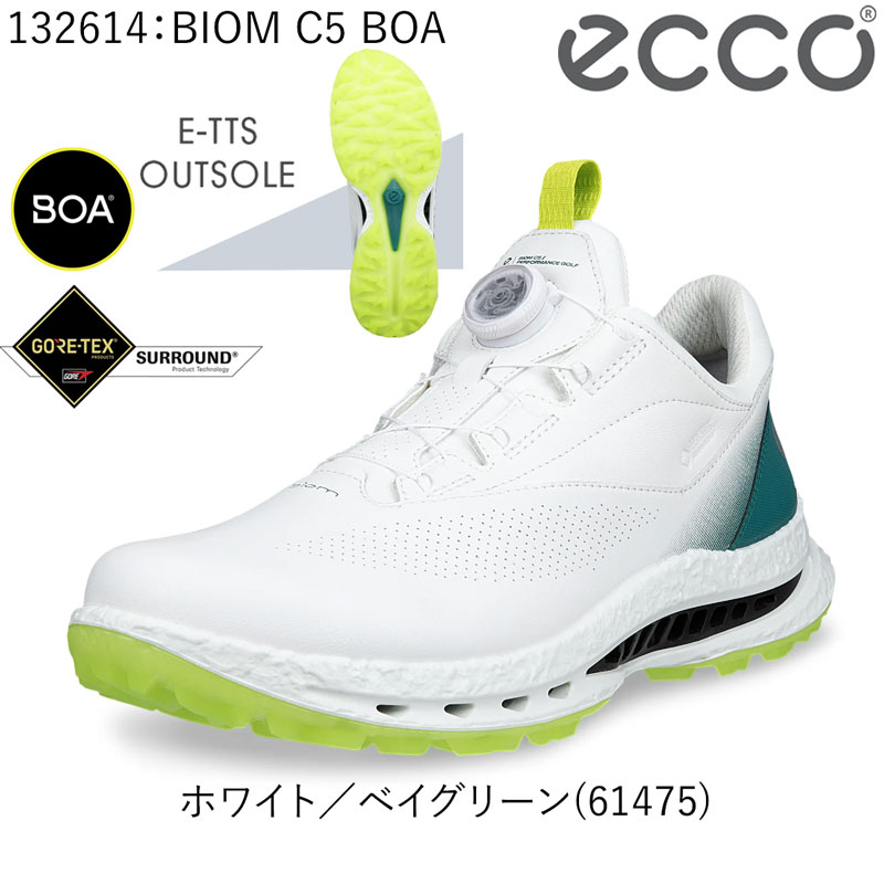 ECCO エコー バイオム シー5 ゴルフシューズ （132614-61475）ホワイト/ベイグリーン 2月13日発売予定
