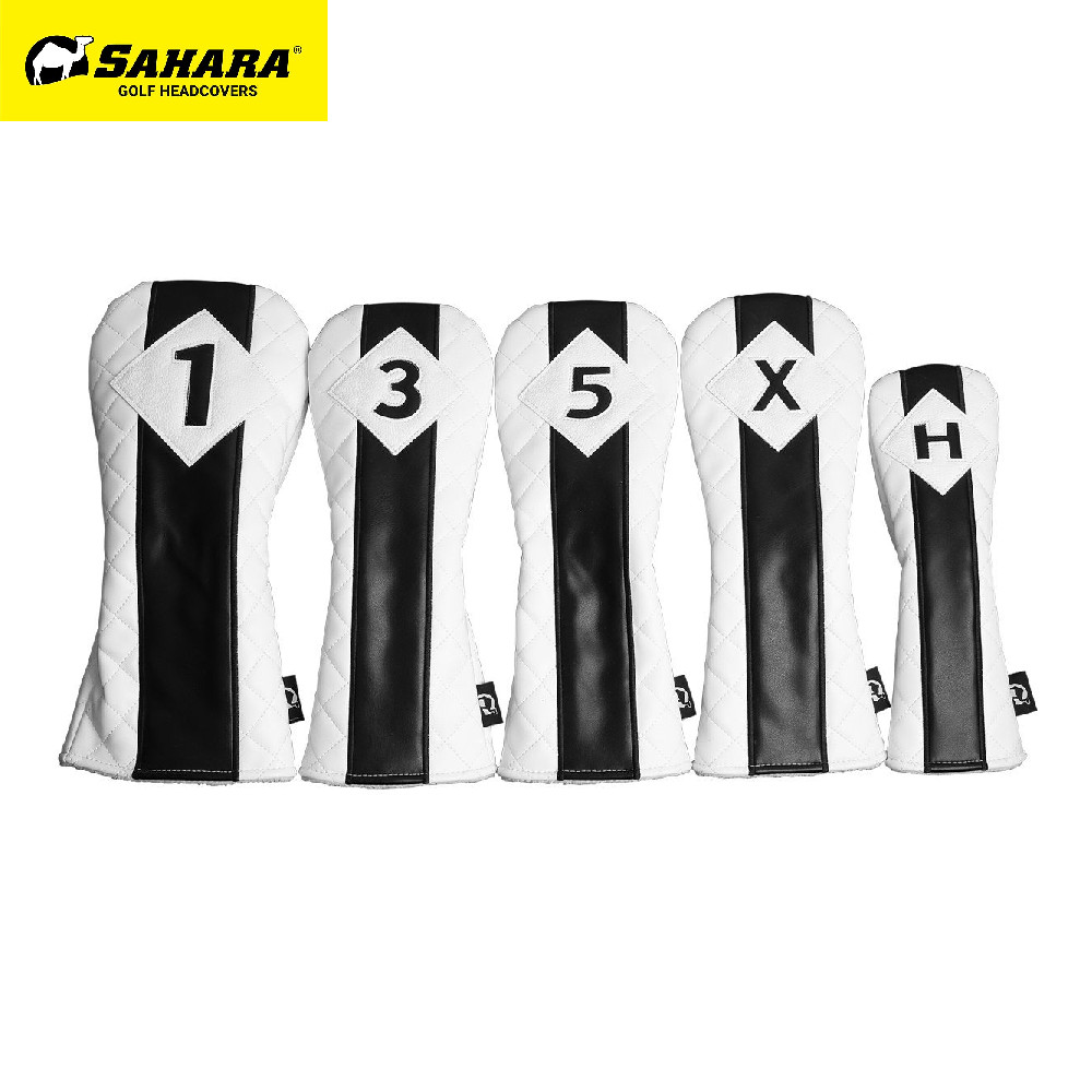 サハラ（SAHARA）ホワイトキルティング レトロヴィンテージヘッドカバー5個セット（#1/#3/#5/X/H）PUレザー 防水 SAH126745【ゴルフ】