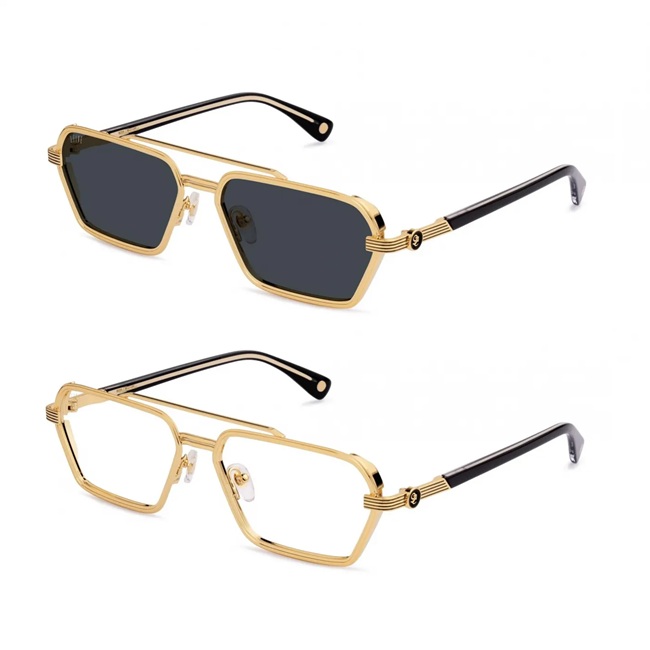 サングラス ナインファイブ 9five REIGN Black & 24k Gold Sunglasses レーイン ブラックレンズ クリアレンズ 春夏 秋冬｜GOLGODA
