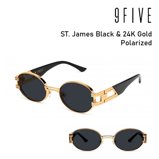 サングラス 9FIVE ST. James Black & 24K Gold / Polarized 偏光レンズ ナインファイブ/スケート HIP HOP界やNBAからも支持｜GOLGODA