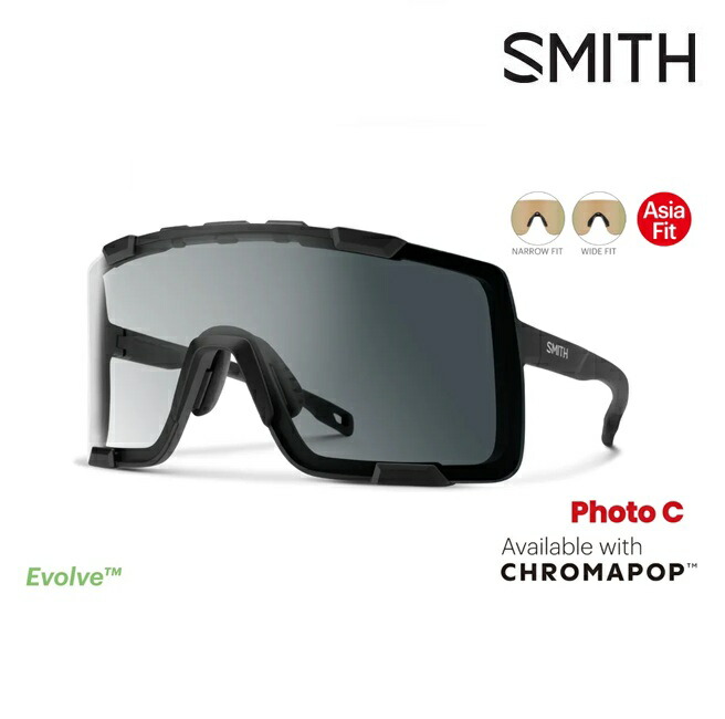 サングラス スミス SMITH Syncline Matte Black / ChromaPop Photochromic Clear To Gray ASIA FIT シンクライン クロマポップ調光レンズ スポーツサングラス トレイルランニング｜GOLGODA