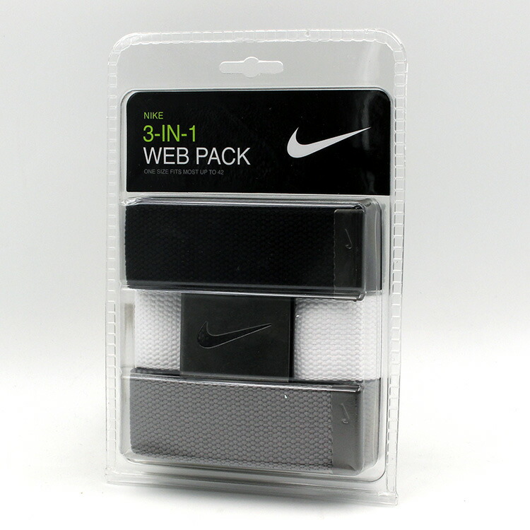 最大4500円offクーポン発行中nike ナイキ 3 In 1 Web Pack 3イン1 ウェビングベルトパック ブラック ホワイト グレー メタルバックル Ds5006 109x One Size ラッピング