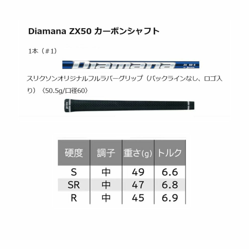 配送員設置 Diamana ディアマナ ドライバー用 ダンロップ スリーブ付き 数量限定特価即納可能 スリクソン ZX5 ドライバー10.5°DiamanaTB50Sカーボンシャフト クラブ