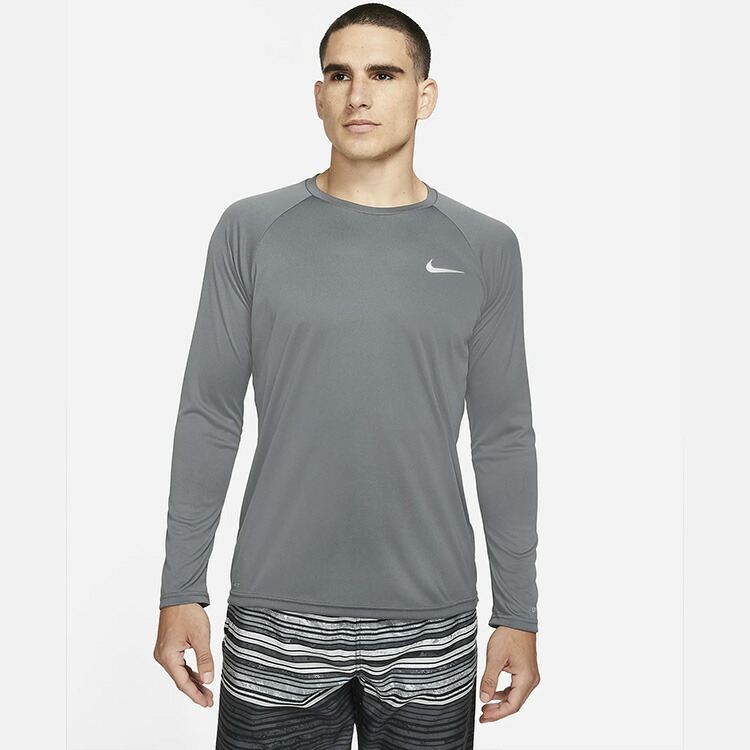 ナイキ ラッシュガード NIKE ESSENTIAL LS HYDROGUARD 長袖 ラッシュガード アイアングレー NESSA587-018