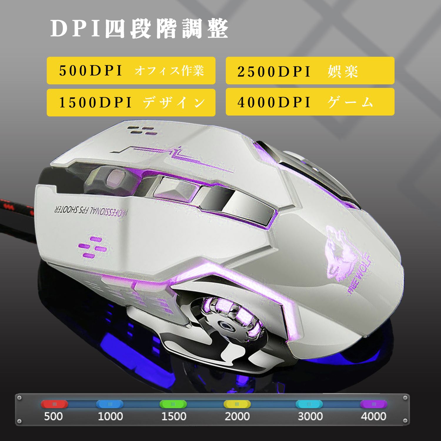 楽天市場 ゲーミング マウス 光学式 有線 Dpi 調節 4段階 ゲーム E Sports プロ ゲーマー 静音 メカニカル Usb Led イルミネーション 高精度 人体工学 Fps 光彩 近未来 6ボタン サイドボタン ギフト プレゼント デザイン 個性的 Giftya ギフト 韓国北欧雑貨