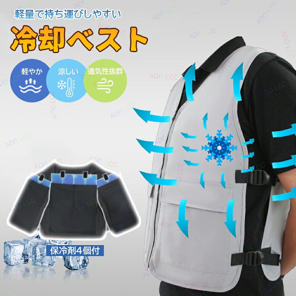 アイスベスト 保冷剤型冷却ベスト 冷却ベスト 保冷剤4個セット 作業服 作業着 メンズ レディース 男女兼用 冷感ベスト 熱中症対策グッズ クールベスト アイスパック 倉庫作業用 工事現場 建設業 外出 作業 ベスト アイスパック使用 長時間 冷やす