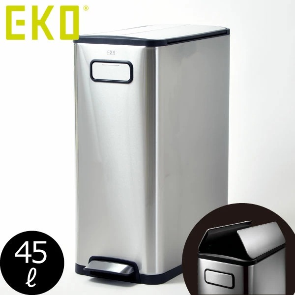 ゴミ箱 45リットル おしゃれ 正規販売店 ふた付き 縦型 大容量 大型 キッチン 生ゴミ おむつ ペダル ステンレス 両開き キャスターあり 目隠し リビング 袋 見えない ダストボックス インテリア雑貨 北欧 高級感 ペット いたずら防止( EKO エコフライ ステップビン 45L )|ゴミ箱.com