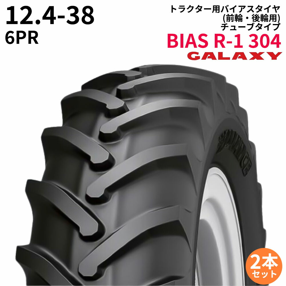 ギャラクシー(GALAXY)　トラクタータイヤ　BIAS R-1 304　12.4-38　PR6　TT　(前輪・後輪用)　2本セット