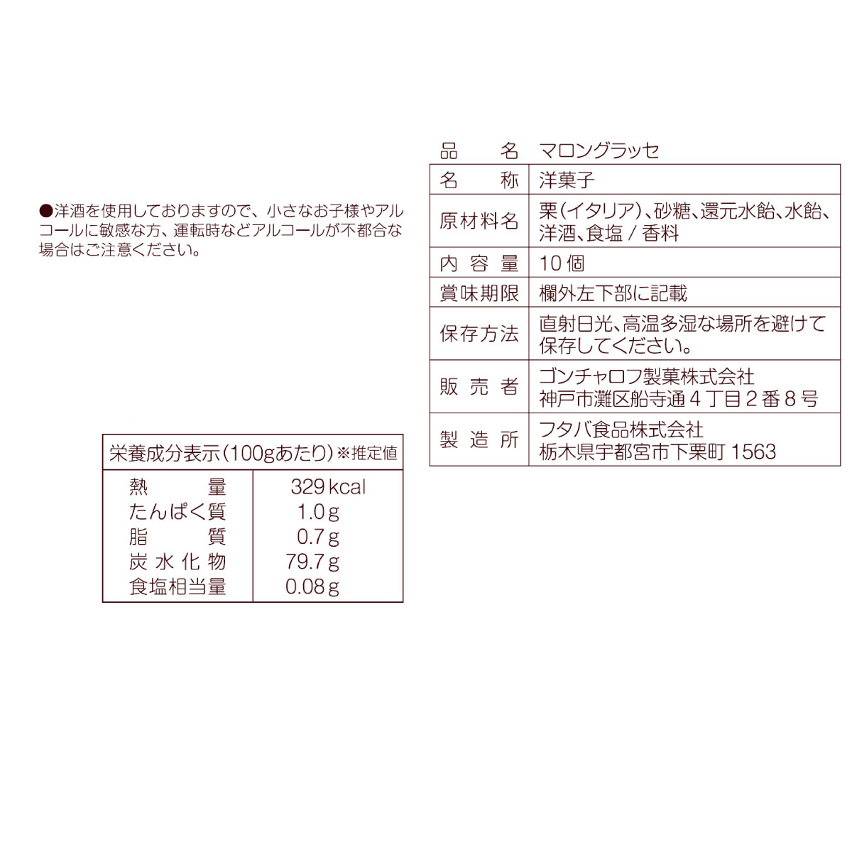 楽天市場 マロングラッセ 10個 ゴンチャロフ 栗 ブランデー ゴンチャロフ