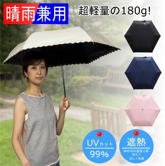 楽天市場 日傘 晴雨兼用 遮光 折りたたみ傘 超軽量 180g 遮熱 Uvカット 100 遮光 レディース かわいい スカラップ カット ポイント消化 ｇood ｉｔｅｍ