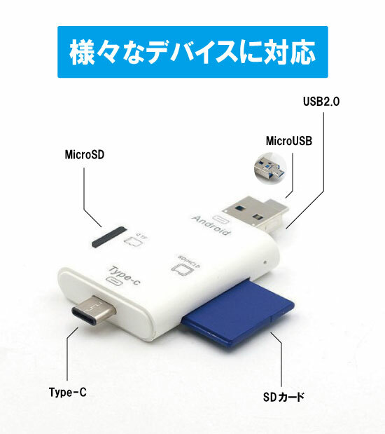 市場 SDカードリーダー ipad Type-c USB 3in1 Micro メモリカードリーダー Androidに適用