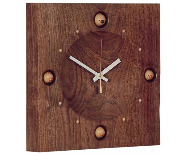 送料無料 夢九鳥時計 四角 4羽 ブラウン クロック 壁掛け時計 インテリア雑貨 開店祝い ペンション 新築祝い 入学祝い 甥っ子 姪っ子 誕生日プレゼント 新居祝い 正方形 木製時計 木の時計 静か 茶色 木工 カワイイ かわいい 可愛い 動物 孫 贈り物 保育所 幼稚園