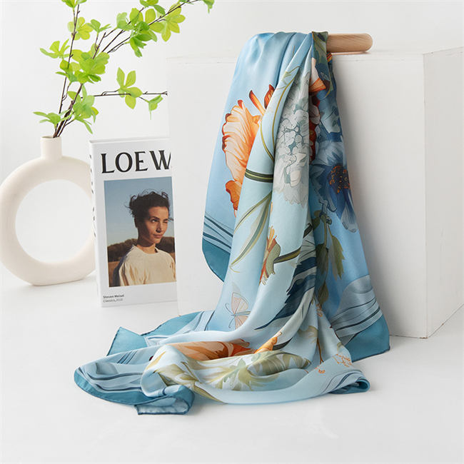 妻 silk 105*105cm 正方形 彼女 大判 ストール プレゼント 絹 花柄 6A級シルク100％ おしゃれ バッグ レディース 誕生日 かわい