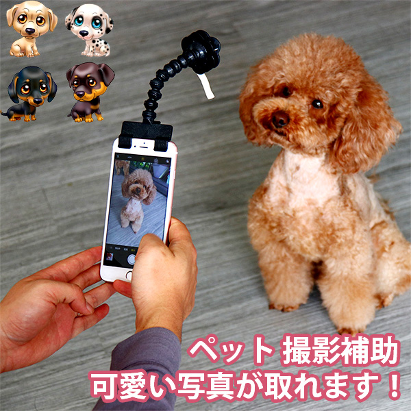 自撮り ペット いぬ ハンドル ホルダー 給餌装置 スマホ クリップ型 おもちゃ 犬 ねこ 写真 猫