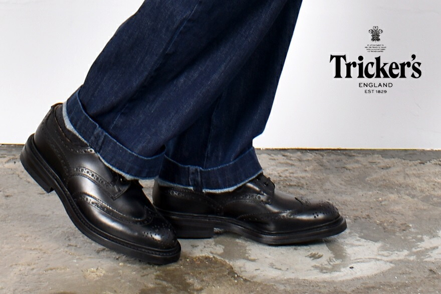 楽天市場 トリッカーズ バートン Tricker S Bourton メンズ 男性 レザー シューズ 短靴 靴 イギリス カントリーシューズ ウィングチップ S633 ブラック Good Deal