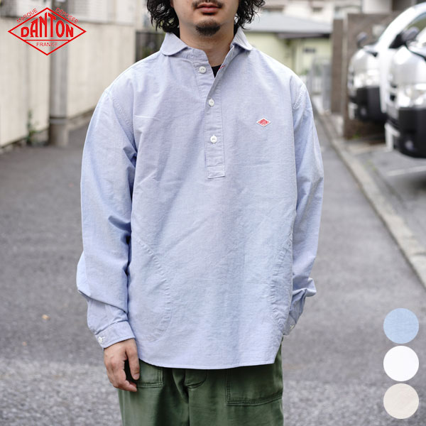 DANTON/ダントンのバンドカラー長袖シャツ　送料無料　グレー　38サイズ DANTON/ダントンのバンドカラー長袖シャツ 送料無料 グレー 38