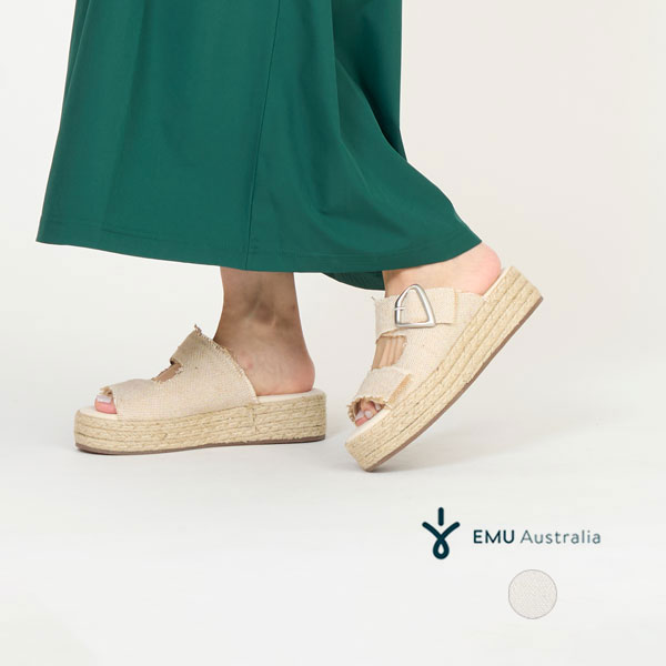 (SALE! 10％OFF) 【26SS新作】エミュ オーストラリア EMU Australia 厚底サンダル Ayers 2.0 レディース 靴 シューズ 軽量 クッション性 スタイルアップ 脚長効果 ナチュラル オーガニックコットン ジュート W13271 [ 2026 SS 春 夏 ]｜GOOD DEAL