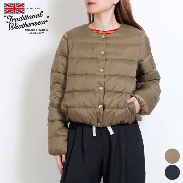 トラディショナル ウェザーウェア Traditional Weatherwear アークリー ダウン パッカブル ARKLEY DOWN PA L252CIDCO0496OZ レディース アウター ジャケット ノーカラー ドットボタン 軽量 上品 袋付き [ 2025 FW 春 秋 冬 ] [S★]