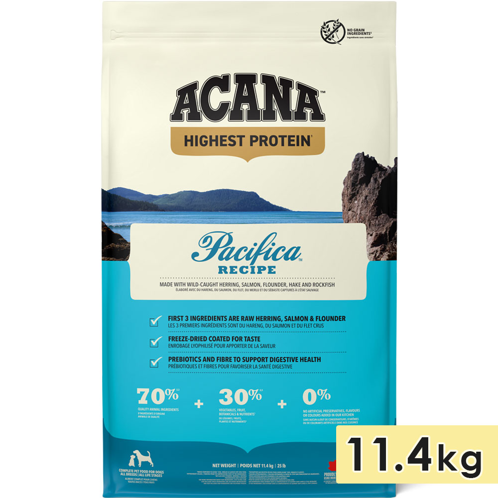 ACANA アカナ ハイエストプロテイン パシフィカドッグレシピ 11.4kg 成犬用 高齢犬用 シニア犬用 子犬用 全犬種用 ドッグフード ドライフード アカナファミリージャパン 正規品