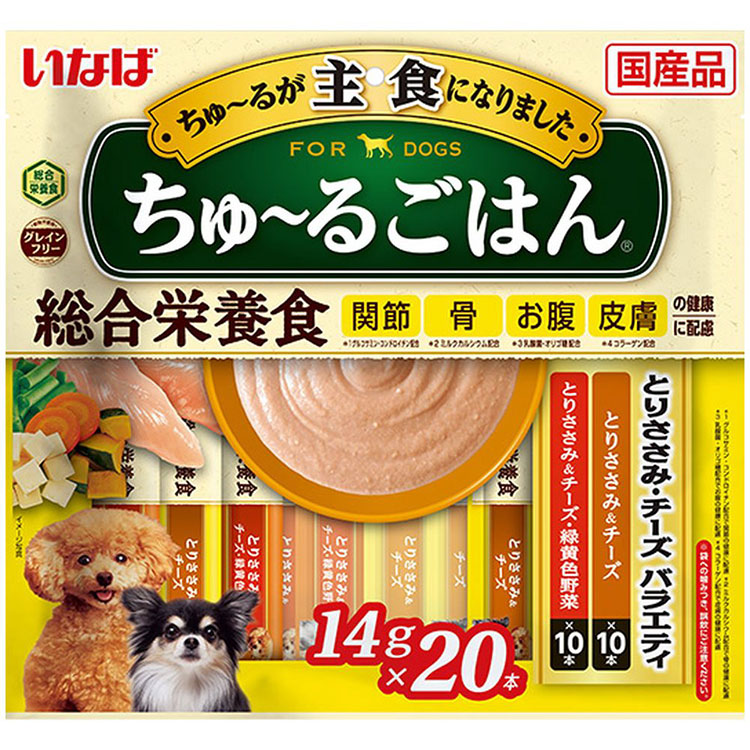 【16個書き割り】いなば ちゅ～るごはん とりささみ・チーズバラエティ 20本入り口・入口 とりささみ＆乾酪 とりささみ＆乾酪・緑黄色蔬菜 犬用お兄ちゃん 犬お兄ちゃん 犬用ふりかけ ドッグフード いなばペットフーズ 定め事品