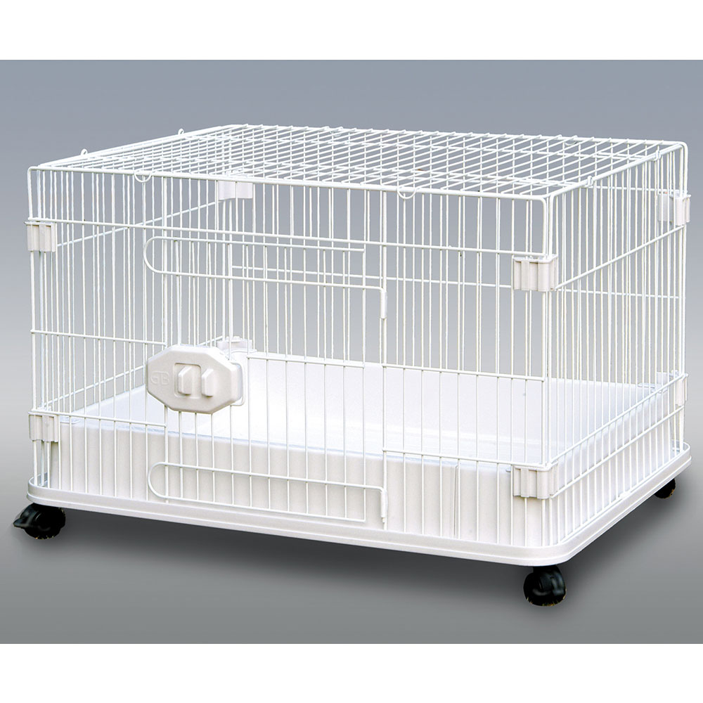 【GB】犬用ケージ Sクラス D-07 フロントカバー脱着可能タイプ ホワイト×ホワイト 小型犬用 中型犬用 キャスター付き 室内飼い用 犬用サークル ジービー GB