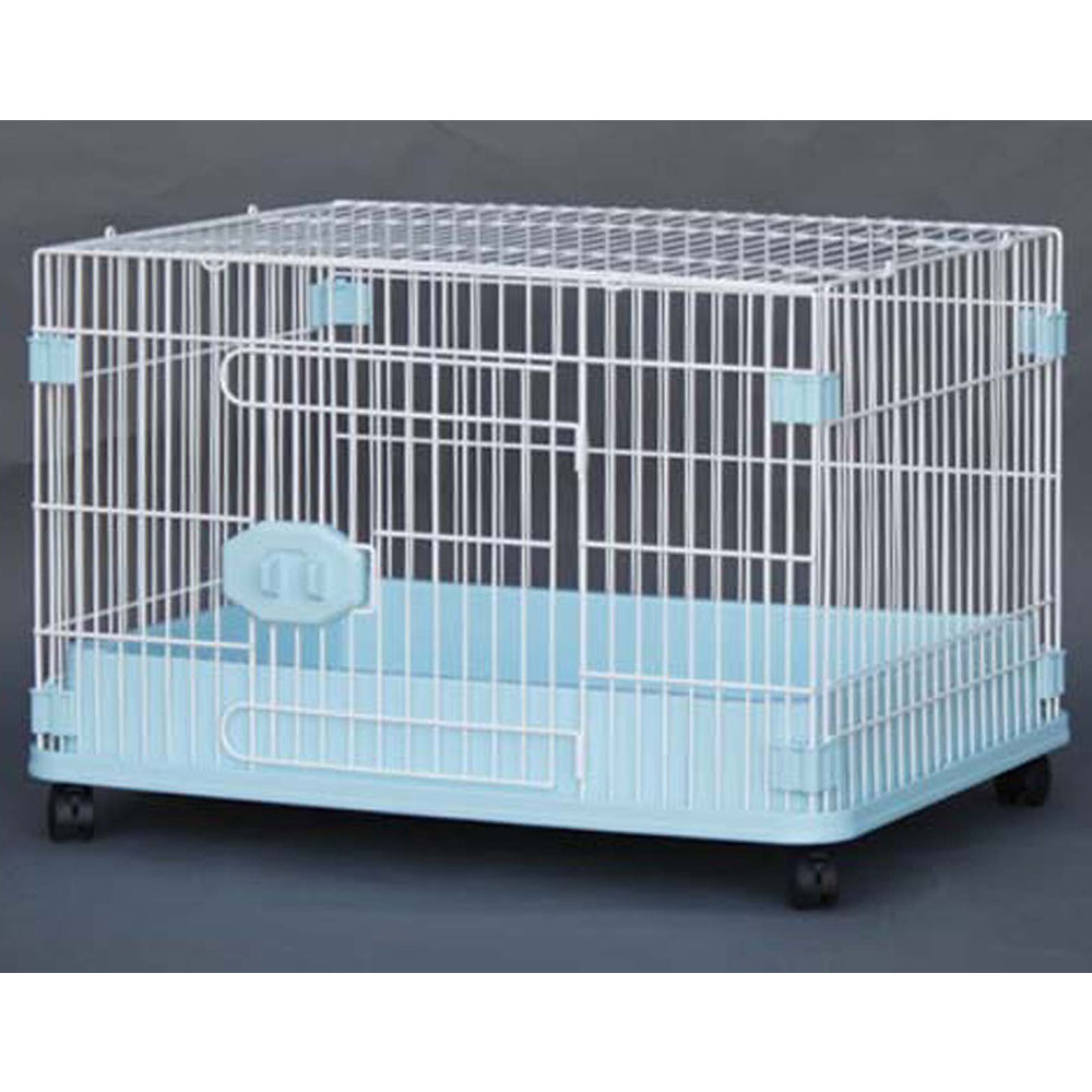 【GB】犬用ケージ Sクラス D-07 フロントカバー脱着可能タイプ ホワイト×ブルー 小型犬用 中型犬用 キャスター付き 室内飼い用 犬用サークル ジービー GB
