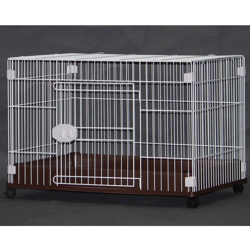 【GB】犬用ケージ FW-D1 フロントカバー脱着可能タイプ ホワイト×ブラウン 小型犬用 中型犬用 キャスター付き 室内飼い用 犬用サークル ジービー GB
