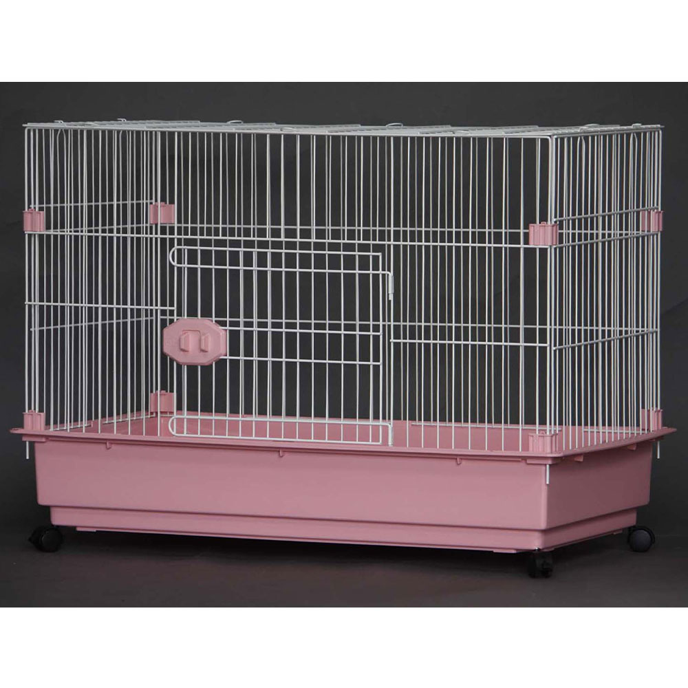 【GB】犬用ケージ レクタングル 3200-DR ホワイト×ピンク 小型犬用 中型犬用 大型犬用 キャスター付き 室内飼い用 犬用サークル ジービー GB