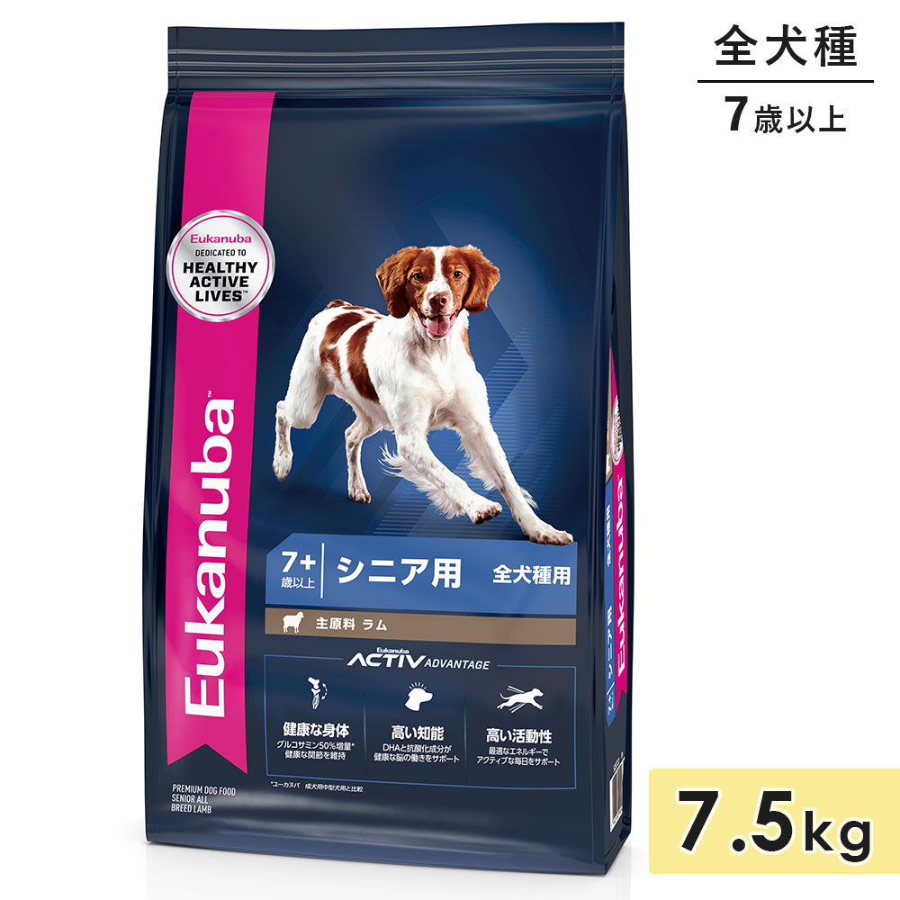 ユーカヌバ 年がしら 子ヒツジ＆上げ米 7.5kg 中老いらく犬用 年がしら犬用 全犬種用 子ヒツジ 7歳以上 ドッグフード 素っ気ないボンネット Eukanuba 置き目品