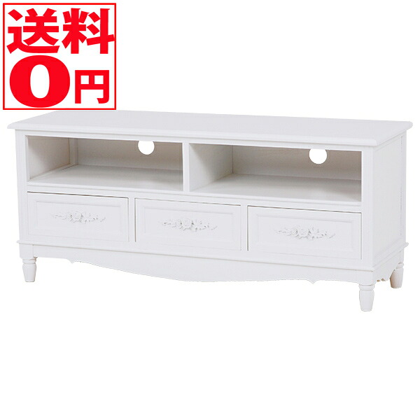【送料無料】 ローズモチーフのテレビ台 (幅105cm) ホワイト MTV-8193-WH|Goodeal