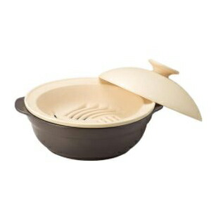 土鍋　IH対応　軽量　１～２人用　カール 6.5号 蒸し皿付き ベージュ　Karl　KAL1208BE　ミヤザキ食器　直火対応　電子レンジ対応 軽い　おしゃれ　シンプル