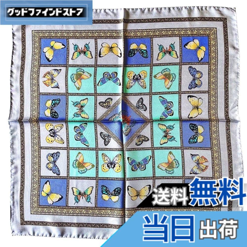 【貨物輸送無料】[G.Barsanti\u0026Figli] バルサンティ えり巻き レディース 絹地100% 小判 50x50 四角四面 イタリア製 夢見鳥 ともし火青碧