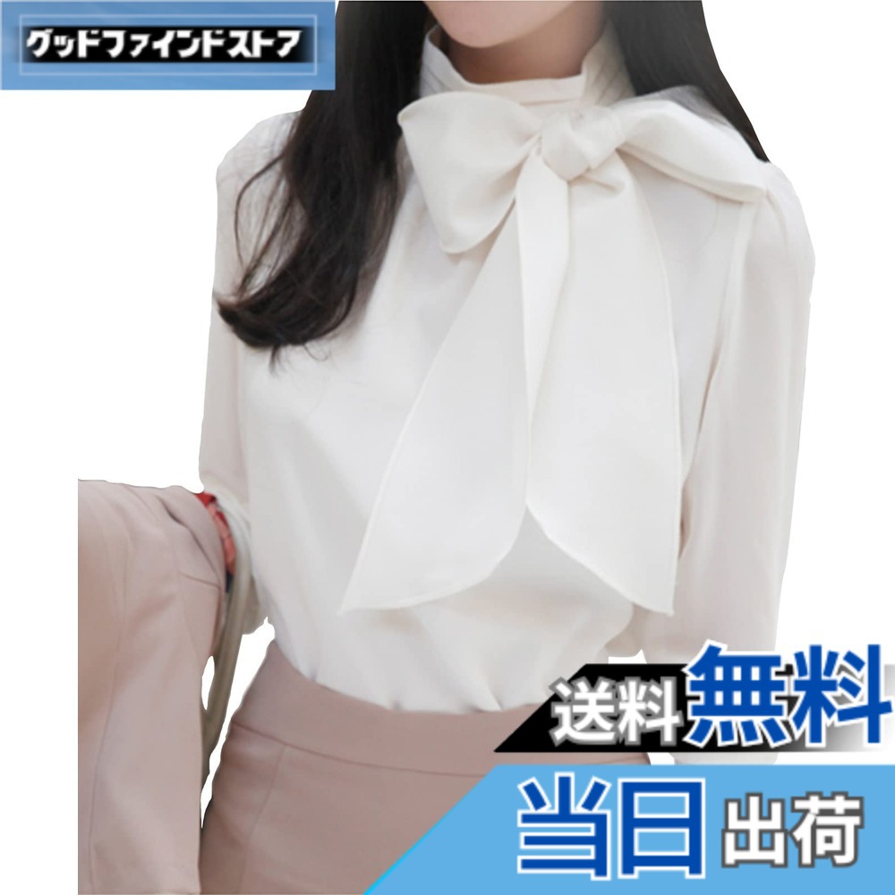 【送料無料】[BLANK BLANC] ブランクブラン 立ち襟 リボン シフォン トップス 長袖 エレガント フォーマル リボンシャツ 透ける セミフォーマル ブラウス カットソー かっとそー デザインブラウス プチハイネック ブライダル 春夏 春服 エアリー 冠婚葬祭 おしゃれ 私服