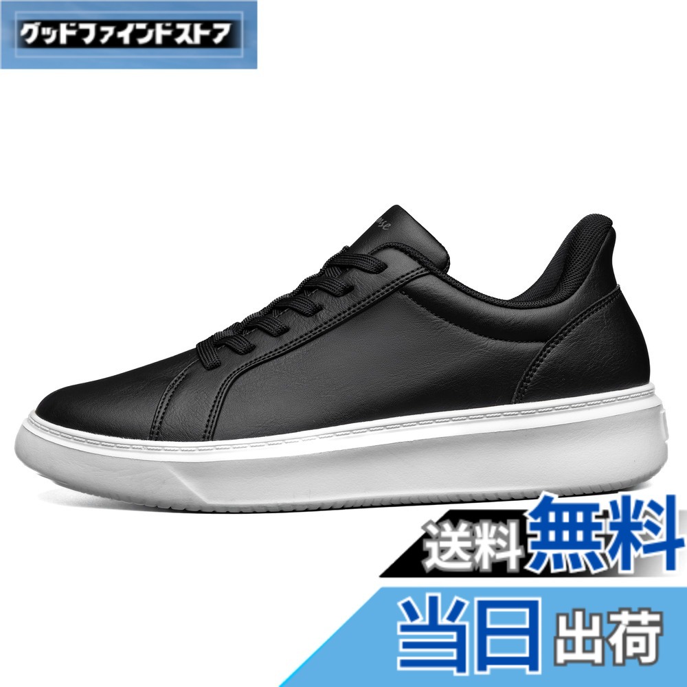 【送料無料】[フォクスセンス] スニーカー 【立ったままスッと履ける 理学療法士推薦】 ウォーキングシューズ レースアップ カジュアル ビジネスシューズ メンズ レディース 防水 世界一快適 通勤 歩きやすい 立ち仕事 軽量 ブラック/ホワイト 25.5 cm T1018-02
