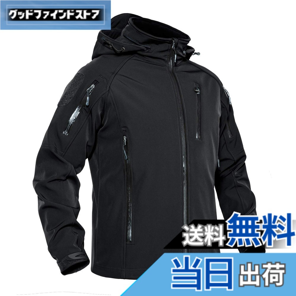 【貨物輸送無料】[KEFITEVD] ソフトシェルジャケット メンズ 冬 アウトドア上衣 防撥水 自動自転車上衣 山登り アウター 防風 御役目着 防寒着 魚釣り 難民キャンプ 厚地の外套 スキーの板御召しもの 黒 黒いこと M