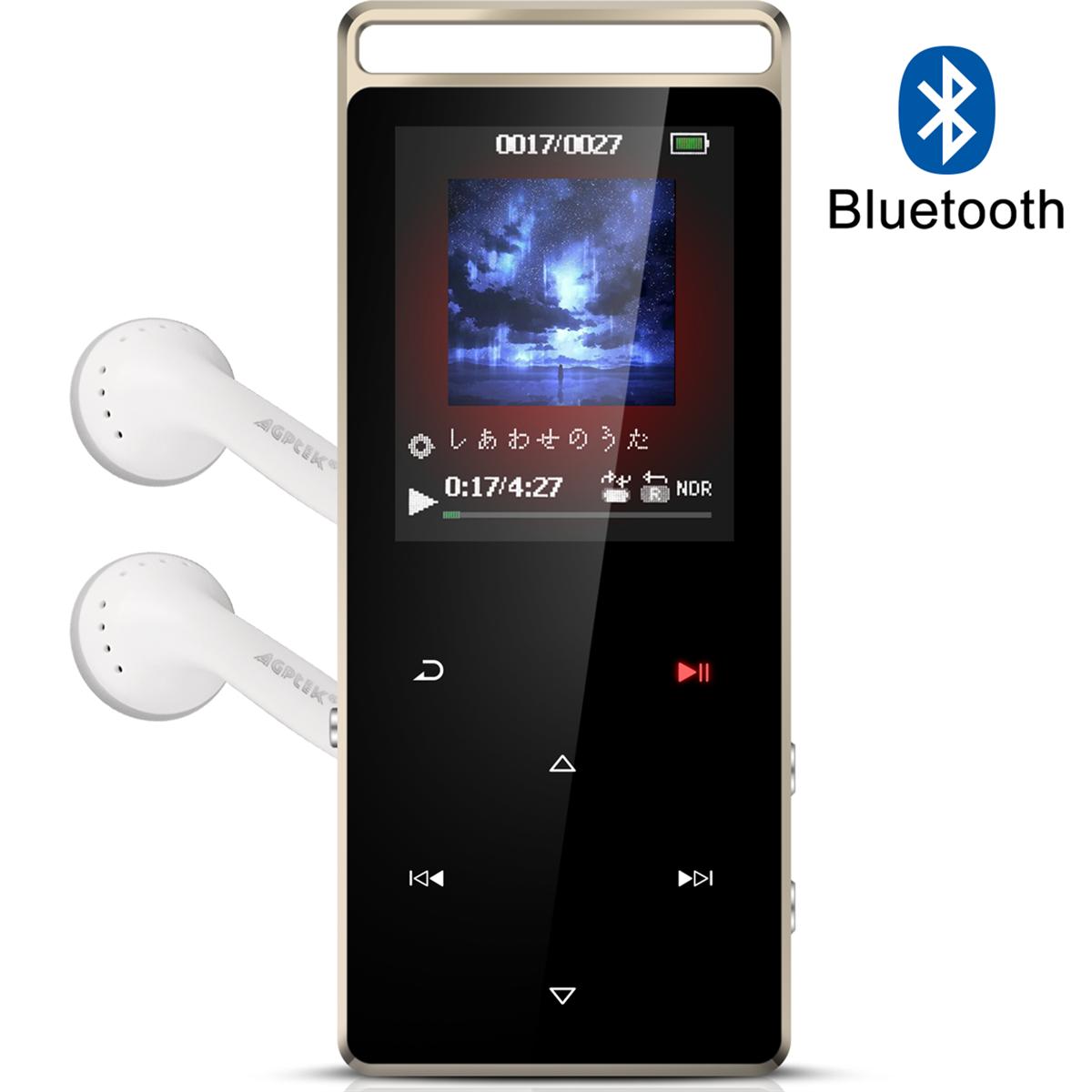 AGPTEK Bluetooth対応 mp3プレーヤー HIFI超高音質 デジタルオーディオプレーヤー 歩数計 FMラジオ 合金製 内蔵8GB マイクロSDカード対応 アームバンド付属 mp3プレイヤー 音楽プレーヤー ミュージックプレイヤー ランニング スポーツ ブラック A01T