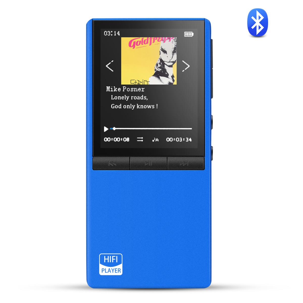 Bluetooth4.0 MP3プレーヤー 高音質 音楽プレーヤー 内蔵8GB マイクロSDカード128GBに対応 両耳イヤホンジャック付 ブルー HOMMIE
