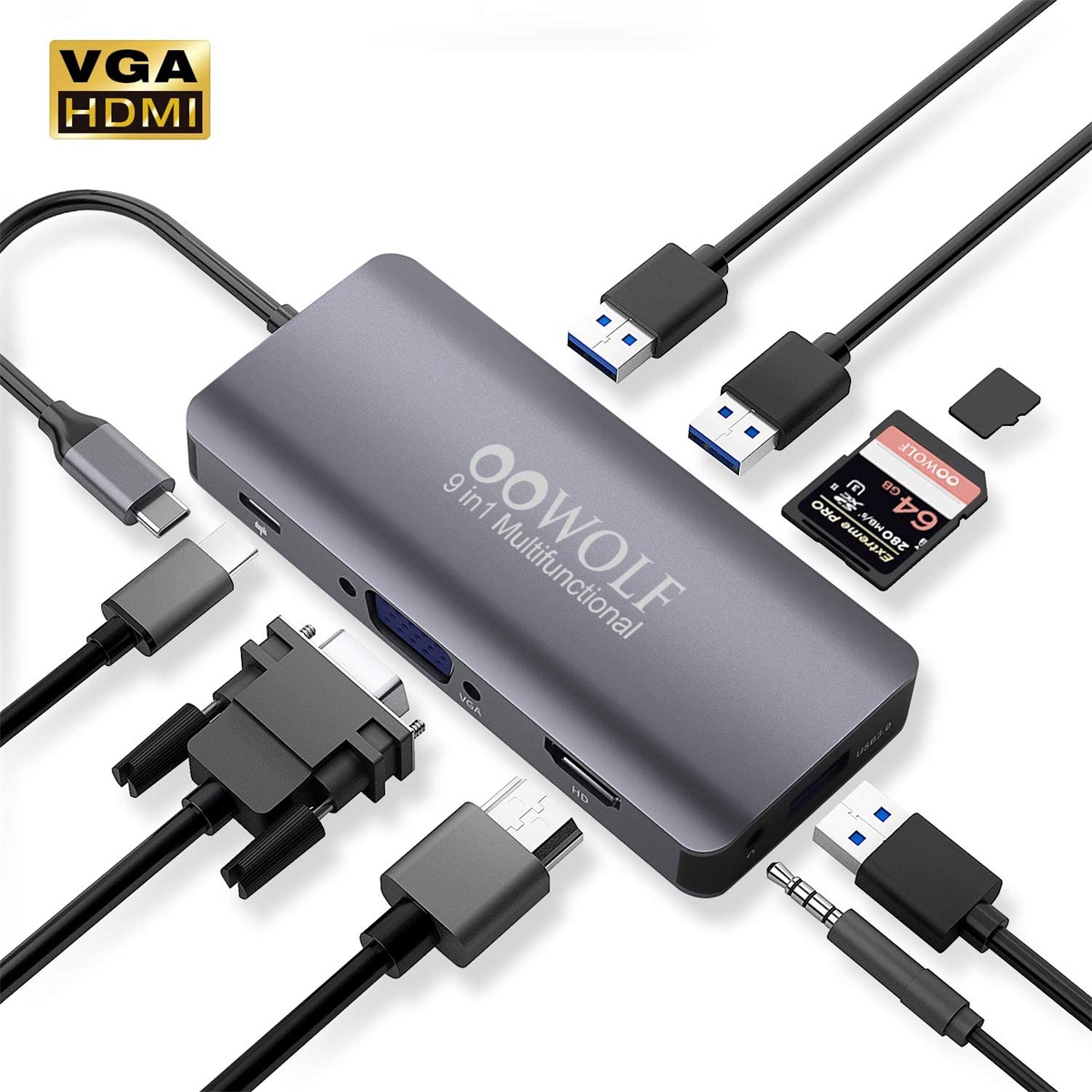 楽天市場 9 In 1 Usb Cハブ Vga変換 4k Hdmi Pd充電100w出力 Sd Tfカードスロット Usb 3 0ポート 3 3 5mmオーディオジャック Switch Otg対応 9ポート ドッキングステーション ウルトラスリム 変換アダプタ バスパワー Usb Type C ハブ Good Goods Shop