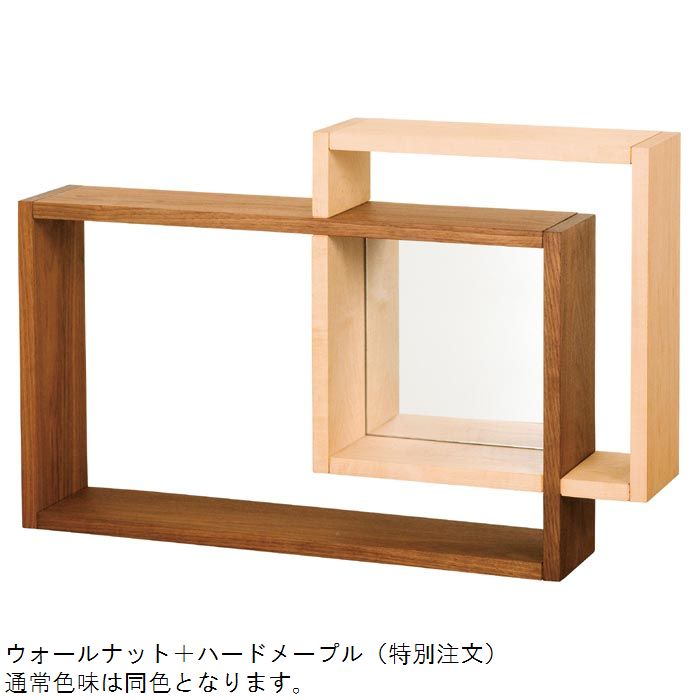 壁掛けミラー 壁掛け鏡 ウォールミラー 80 日本製 完成品 無垢 木製 4素材選択 おしゃれ 飾り棚 小物置き ミラー シェルフ ミラー 送料無料
