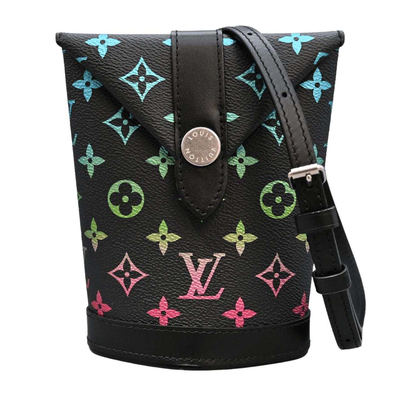 【極美品】LOUIS VUITTON ルイヴィトン モノグラム グラデーション エンヴェロップ・ポーチ ショルダーバッグ 合切袋 黒いこと メタリック マルチ色合い (24144)【中古】 メンズバッグ-ショルダーバッグ・メッセンジャーバッグ