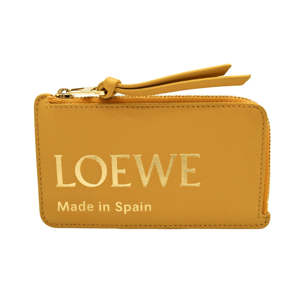 【美品】LOEWE ロエベ コインカードホルダー 黄色 なめし革 フラグメントケース 黄味がかった クレディットカード容れもの (30308)【中古】