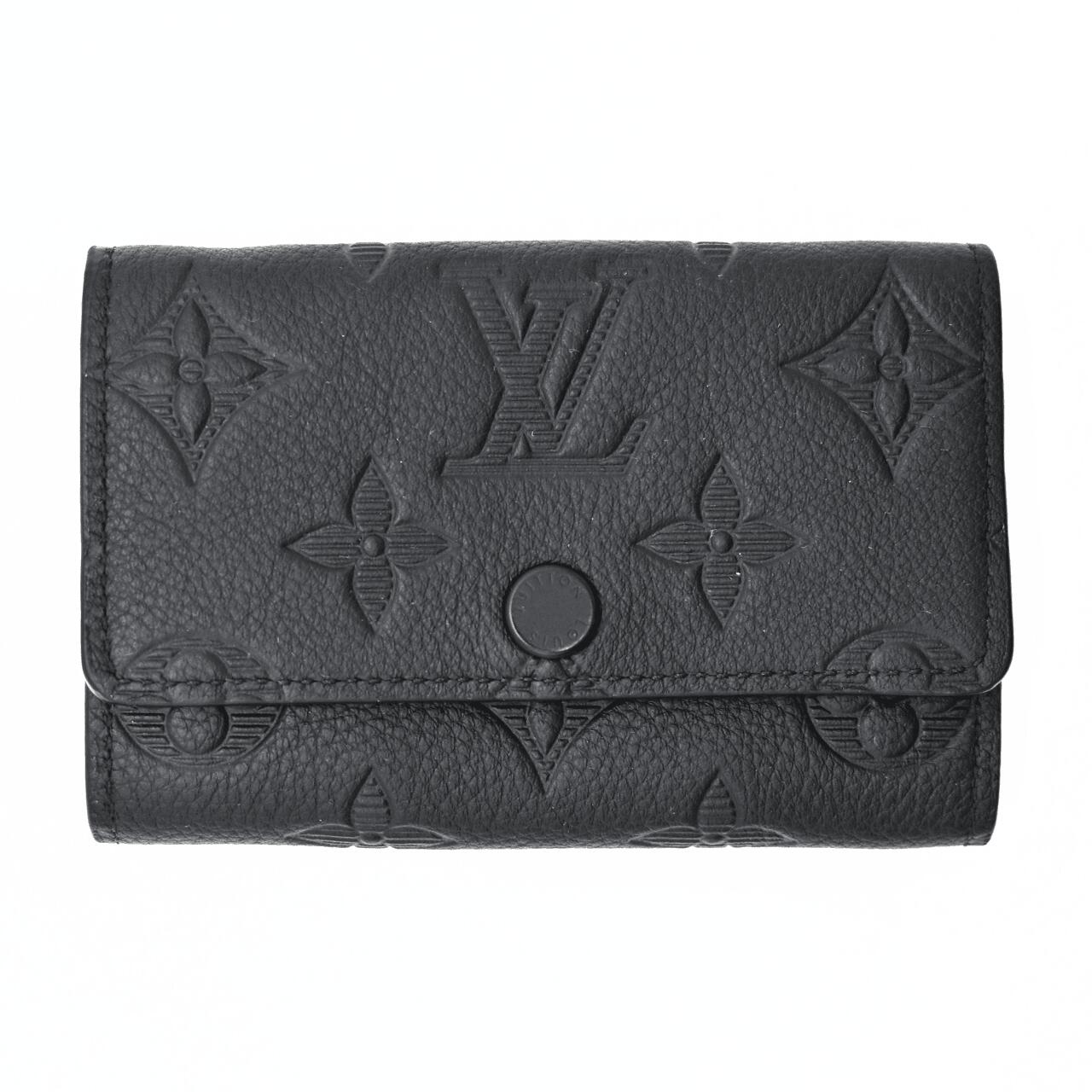 【美品】LOUIS VUITTON ルイヴィトン モノグラム 影ぼうし M14825 ミュルティクレ6 なめし革 6連足懸かり入れもの 黒いこと 黒 鍵入れ（29013）