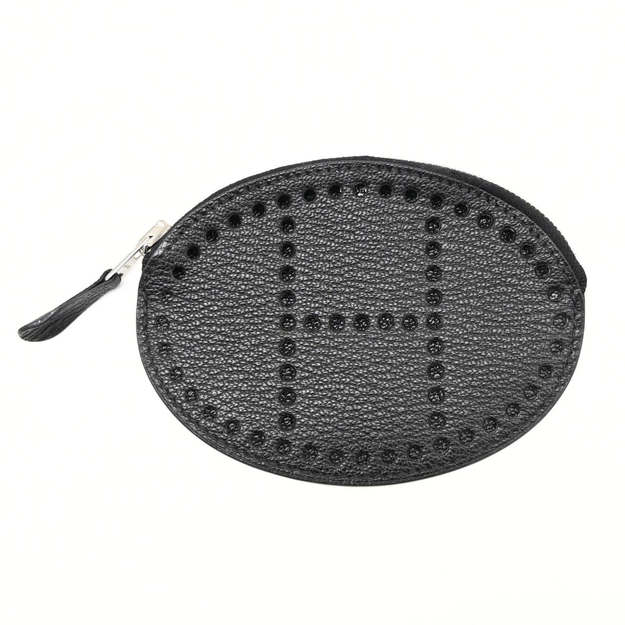 【極美品】HERMES エルメス パンチング コインケース レザー ブラック 小物入れ (25178)｜GOODHILL