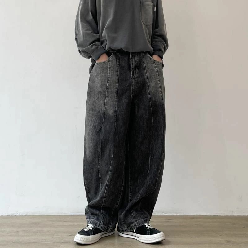 韓国 秋冬 レトロ モテ メンズ デニムパンツ 春夏 シーズン 大人 ファッション オシャレ ジーンズ 紳士服 メンズ シンプル 黒 かっこいい オール 服 グレー 男性用 ウォッシュ｜グッドライフパートナー